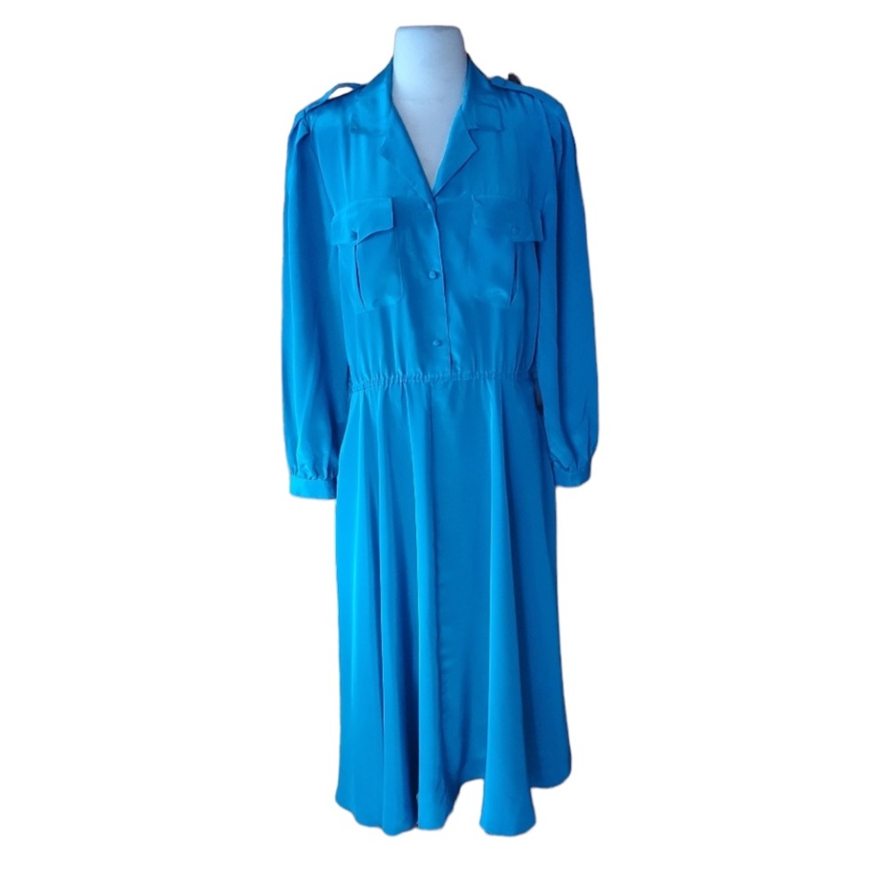 1980s Hana‎ Sung Blue Career Dress